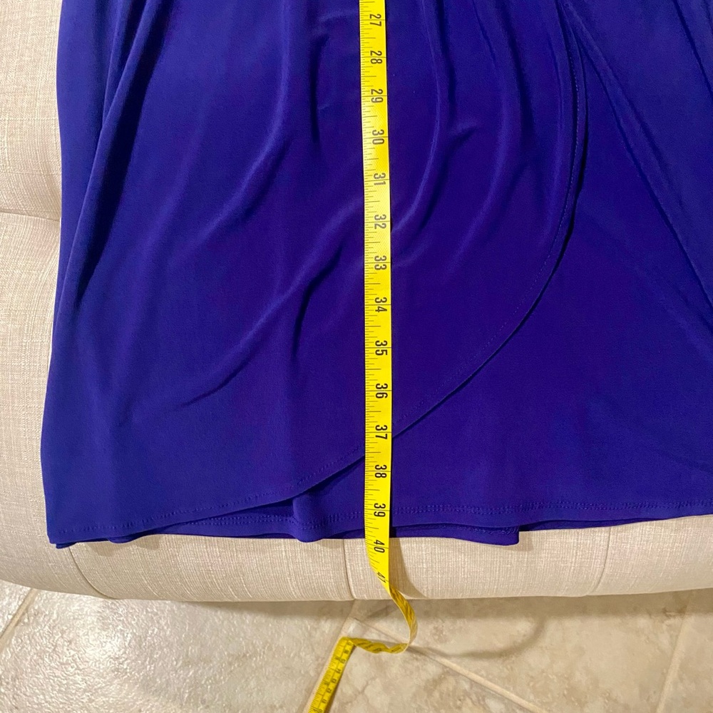 NWOT Evan-Picone Blue Midi Wrap Ruched Sundress with Puff Sleeves - Picture 4 of 5